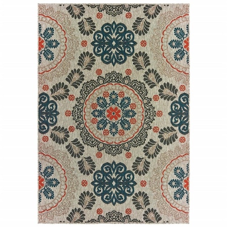 Palacedesigns 5 x 7 ft. Floral Indoor Outdoor Area Rug - Grey Blue PA3651287